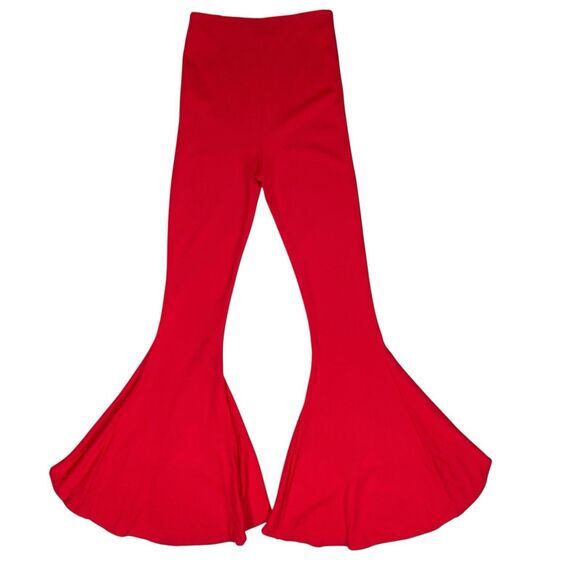 NBD Flare Pants Womens S Red Rose Shirley Temple High Rise Asymmetrical flared - Picture 6 of 15